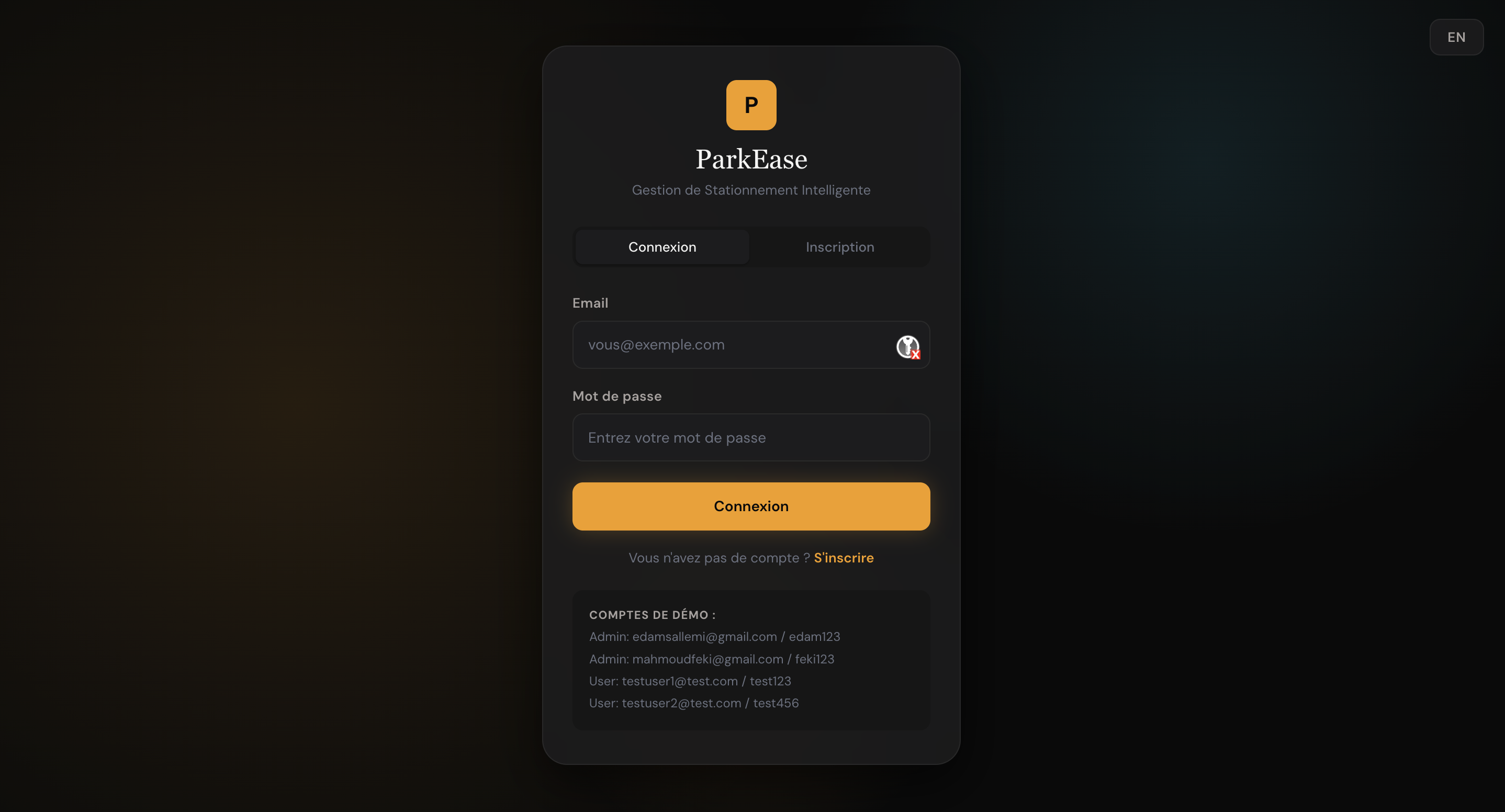 ParkEase parking management app